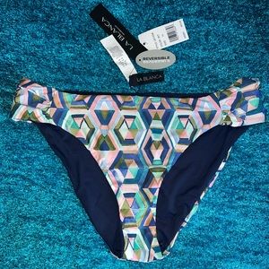 🌺LA BLANCA BIKINI REVERSIBLE Multi Color or Navy Blue Bottoms NWT Sz14 MSRP $63